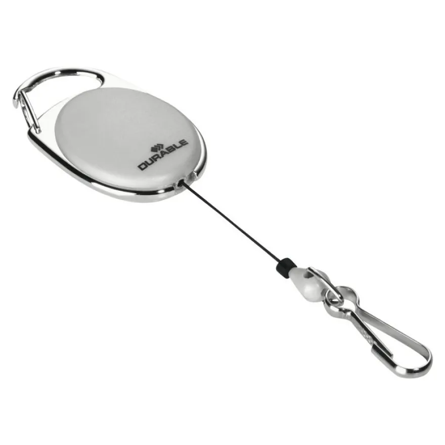 Durable - Enrouleur mousqueton de badge - gris