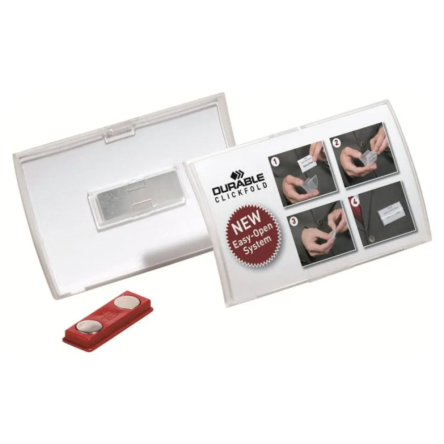 Durable Clickfold - 10 Portes badge pliables avec aimant - 40 x 75 mm