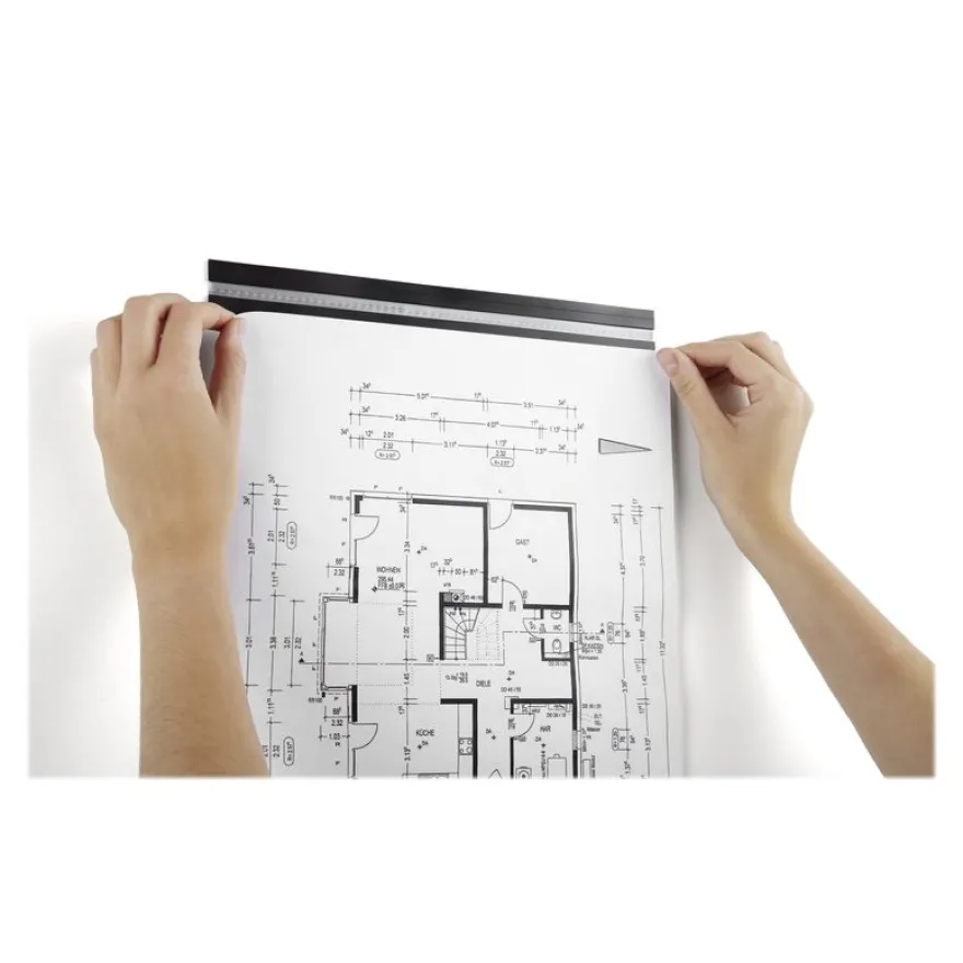 Durable Durafix - 5 Barres d'affichage adhésives 297 mm - noir - pour documents A3 portrait ou A4 paysage