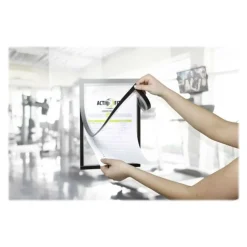 Durable Duraframe Note - Cadre d'affichage adhésif - A4 - argent - avec porte-stylo
