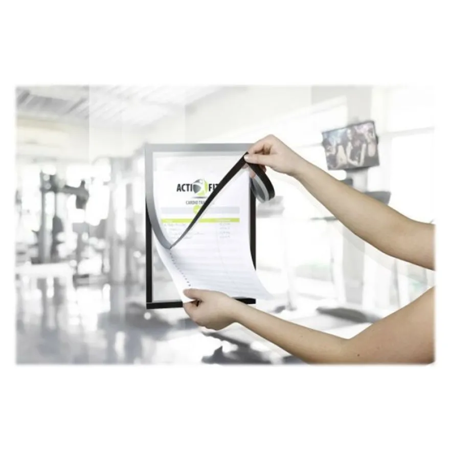 Durable Duraframe Note - Cadre d'affichage adhésif - A4 - argent - avec porte-stylo