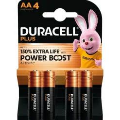 DURACELL 100% Plus - 4 piles alcalines - AA LR06