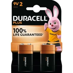 DURACELL 100% Plus - 2 piles alcalines - 9V