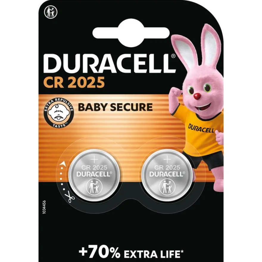 DURACELL CR2025 - 2 piles boutons - 3V