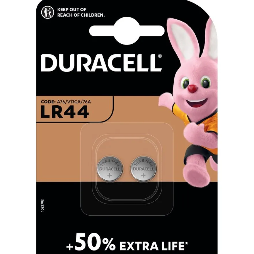 DURACELL LR44 - 2 piles boutons spéciales - 1,5V