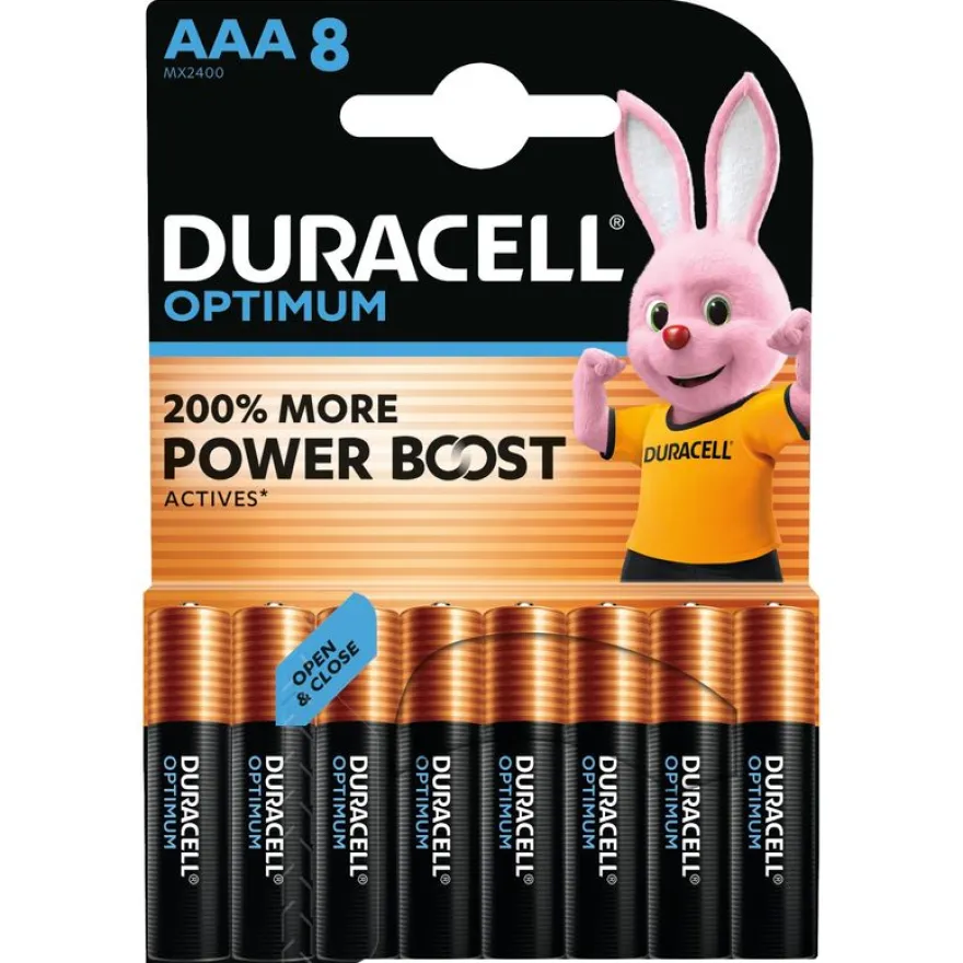 DURACELL Optimium - 8 piles alcalines - AAA LR03
