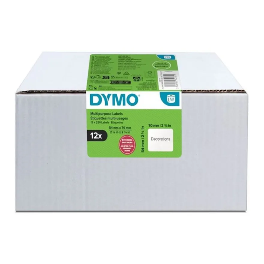 DYMO - 12 rouleaux de 320 étiquettes - 54 x 70 mm - blanc