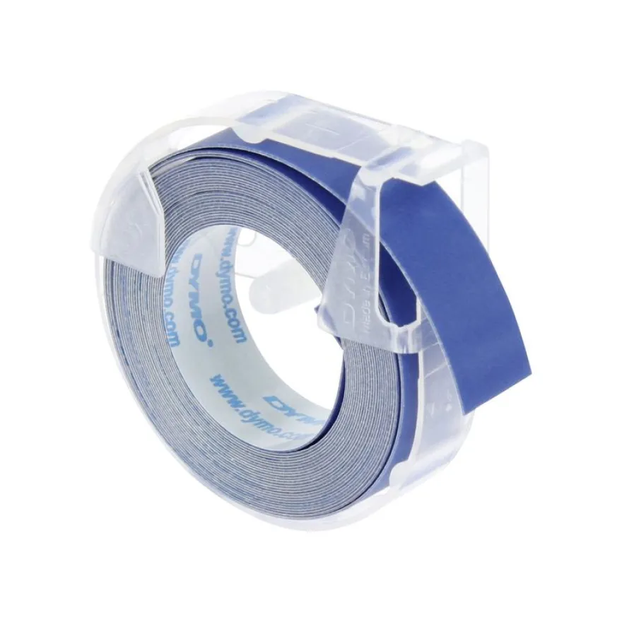 Dymo - Ruban d'étiquettes auto-adhésives 3D - 1 rouleau (9 mm x 3 m) - fond bleu brillant