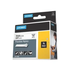 Dymo - Ruban d'étiquettes nylon flexible auto-adhésives - (19 mm x 3,5 m) - fond blanc écriture noire