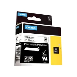 Dymo - Ruban d'étiquettes polyester auto-adhésives - (19 mm x 3,5 m) - fond blanc écriture noire