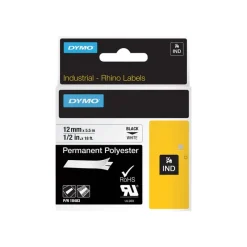 Dymo - Ruban d'étiquettes polyester auto-adhésives - (12 mm x 3,5 m) - fond blanc écriture noire