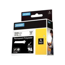 Dymo - Ruban d'étiquettes polyester auto-adhésives - (12 mm x 3,5 m) - fond blanc écriture noire