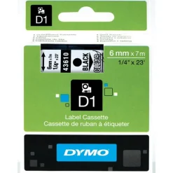 Dymo D1 - Ruban d'étiquettes auto-adhésives - 1 rouleau (6 mm x 7 m) - fond transparent écriture noire