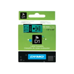 Dymo D1 - Ruban d'étiquettes auto-adhésives - 1 rouleau (12 mm x 7 m) - fond vert écriture noire