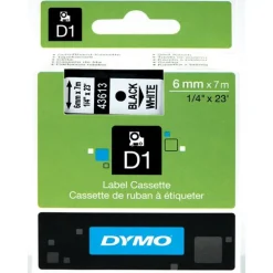 Dymo D1 - Ruban d'étiquettes auto-adhésives - 1 rouleau (6 mm x 7 m) - fond blanc écriture noire