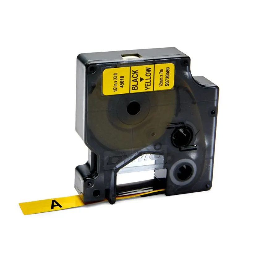 Dymo D1 - Ruban d'étiquettes auto-adhésives - 1 rouleau (12 mm x 7 m) - fond jaune écriture noire