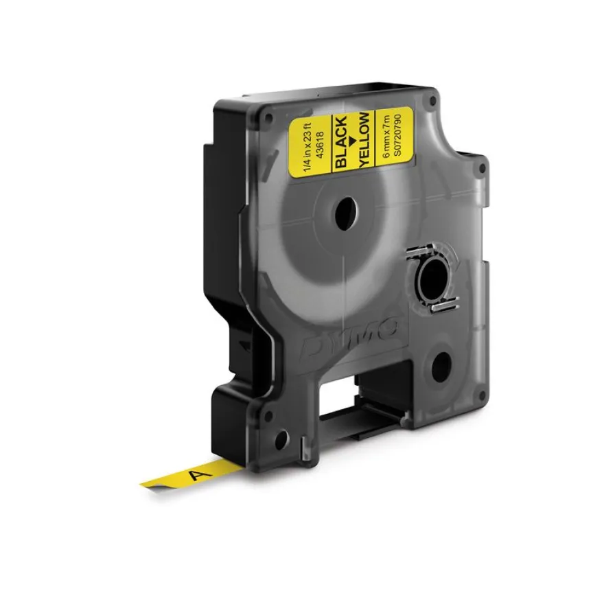 Dymo D1 - Ruban d'étiquettes auto-adhésives - 1 rouleau (6 mm x 7 m) - fond jaune écriture noire
