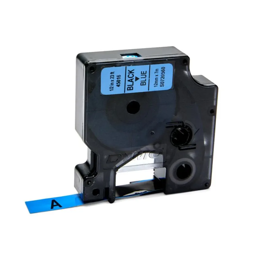 Dymo D1 - Ruban d'étiquettes auto-adhésives - 1 rouleau (12 mm x 7 m) - fond bleu écriture noire