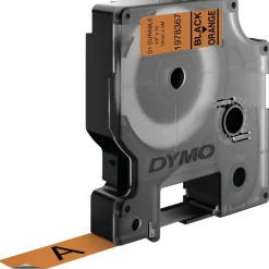 DYMO D1 - Ruban d'étiquettes auto-adhésives - 1 rouleau (12 mm x 3 m) - fond orange écriture blanche