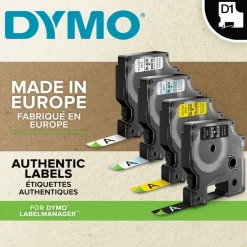 Dymo D1 - Ruban d'étiquettes auto-adhésives - 1 rouleau (12 mm x 7 m) - fond rouge écriture noire
