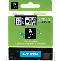 Dymo D1 - Ruban d'étiquettes auto-adhésives - 1 rouleau (9 mm x 7 m) - fond transparent écriture noire