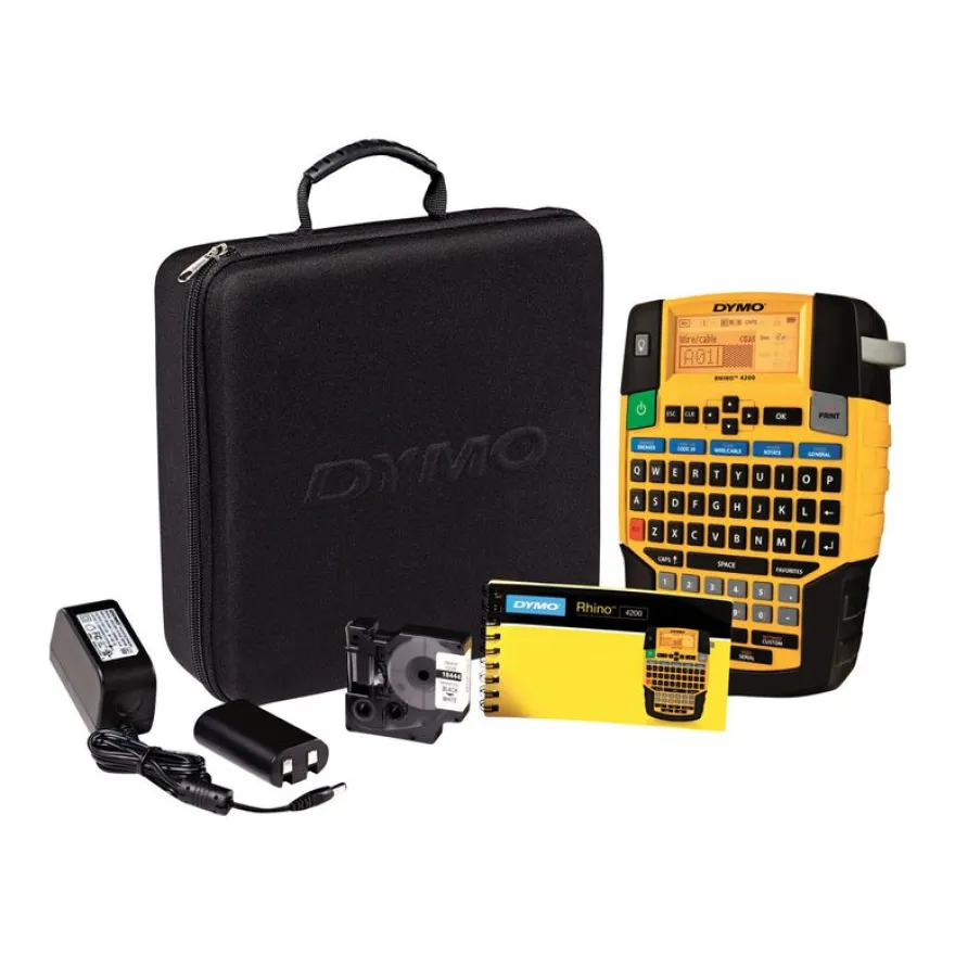DYMO Rhino 4200 Kit - étiqueteuse - imprimante d'étiquettes monochrome - impression par transfert thermique - 12 à 19 mm - + malette + rubans