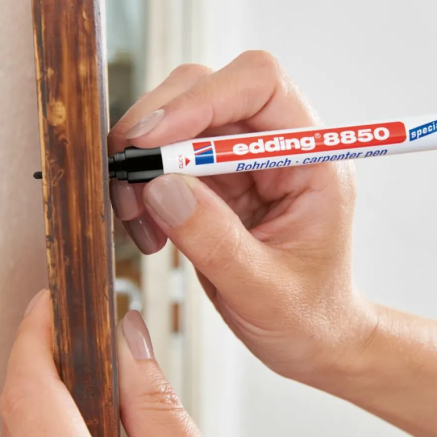 edding - Blister de 1 Marqueur Charpentier de Précision e-8850 Noir - Pointe longue et fine 1 mm