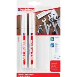 edding - Blister de 2 Marqueurs peinture PRO en Aluminium e-750 Blanc - Pointe Ogive 2-4 mm