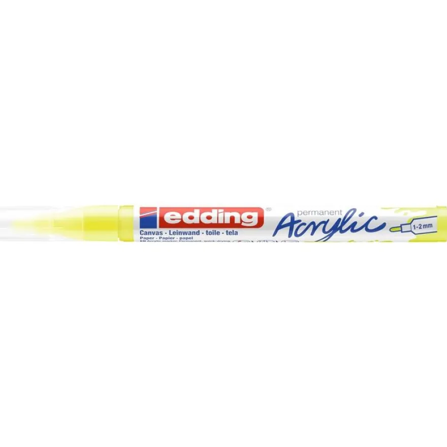 Edding - Marqueur Acrylique e-5300 Jaune Fluo Mat - Pointe Ogive fine 1-2 mm