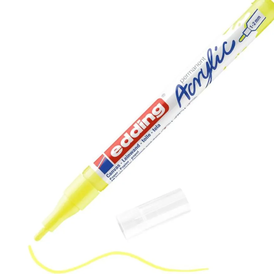 Edding - Marqueur Acrylique e-5300 Jaune Fluo Mat - Pointe Ogive fine 1-2 mm