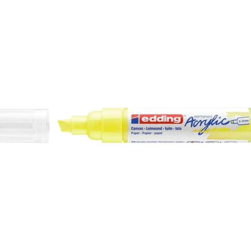 Edding - Marqueur Acrylique e-5000 Jaune Fluo Mat - Pointe Large Biseautée 5-10 mm