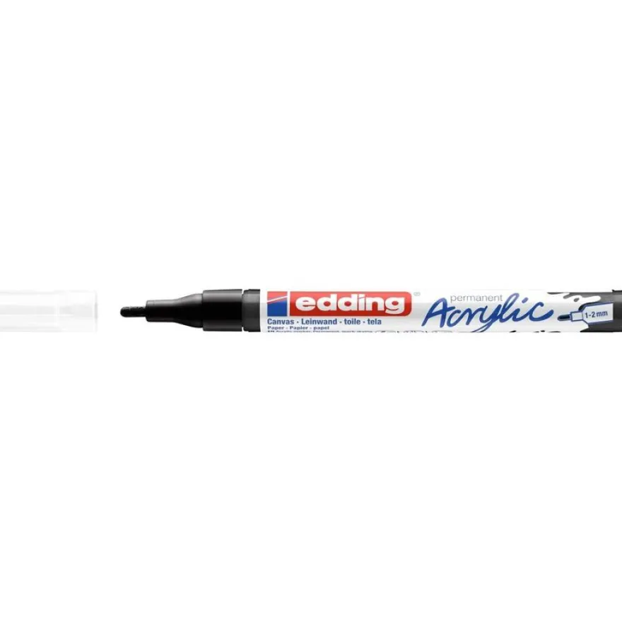 Edding - Marqueur Acrylique e-5300 Noir foncé Mat - Pointe Ogive fine 1-2 mm