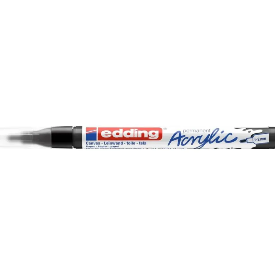 Edding - Marqueur Acrylique e-5300 Noir foncé Mat - Pointe Ogive fine 1-2 mm