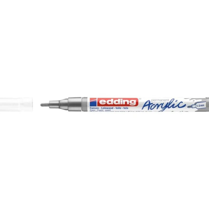 Edding - Marqueur Acrylique e-5300 Argent précieux Mat - Pointe Ogive fine 1-2 mm