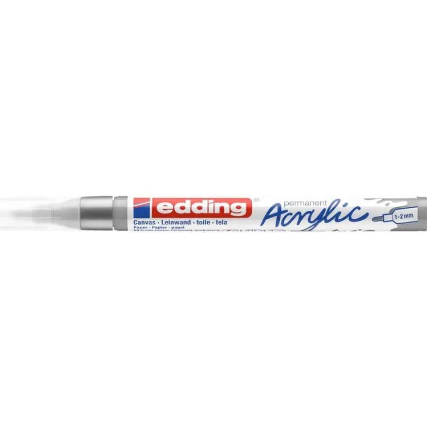Edding - Marqueur Acrylique e-5300 Argent précieux Mat - Pointe Ogive fine 1-2 mm