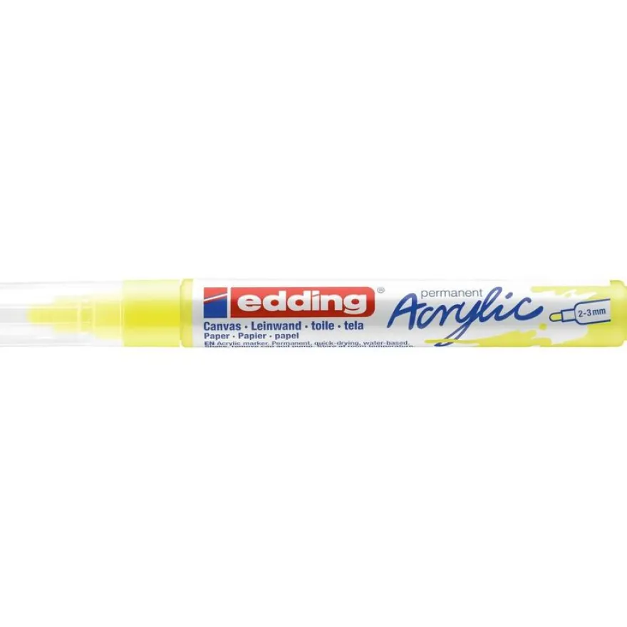 Edding - Marqueur Acrylique e-5100 Jaune Fluo Mat - Pointe Ogive 2-3 mm