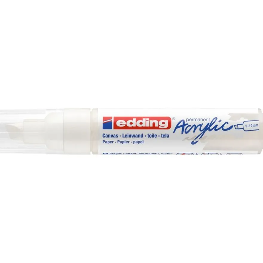 Edding - Marqueur Acrylique e-5000 Blanc trafic Mat - Pointe Large Biseautée 5-10 mm