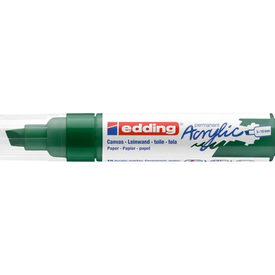 Edding - Marqueur Acrylique e-5000 Vert mousse Mat - Pointe Large Biseautée 5-10 mm