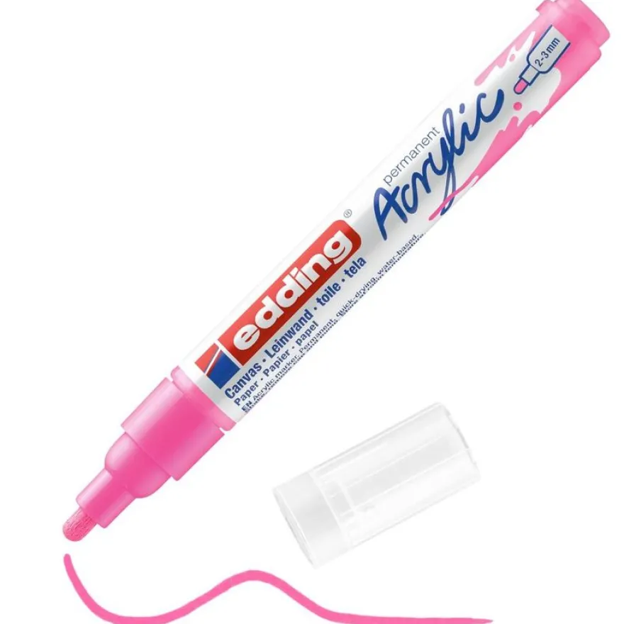 Edding - Marqueur Acrylique e-5100 Rose Fluo Mat - Pointe Ogive 2-3 mm