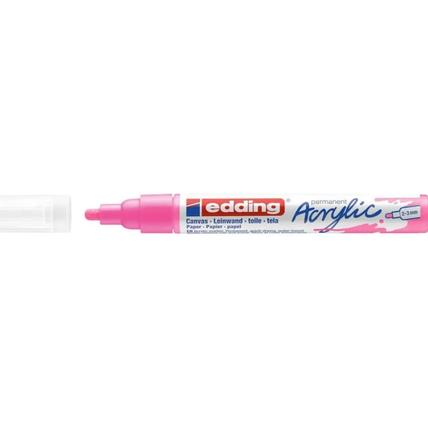 Edding - Marqueur Acrylique e-5100 Rose Fluo Mat - Pointe Ogive 2-3 mm