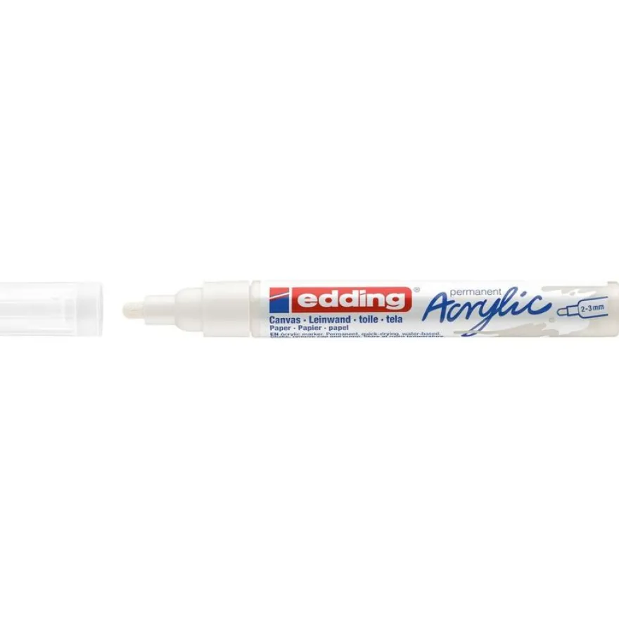 Edding - Marqueur Acrylique e-5100 Blanc trafic Mat - Pointe Ogive 2-3 mm