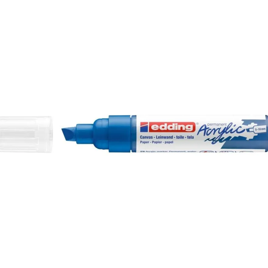 Edding - Marqueur Acrylique e-5000 Bleu gentiane Mat - Pointe Large Biseautée 5-10 mm
