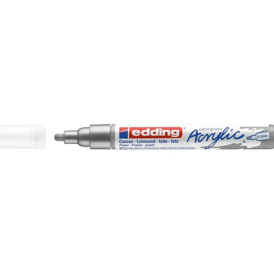 Edding - Marqueur Acrylique e-5100 Argent précieux Mat - Pointe Ogive 2-3 mm