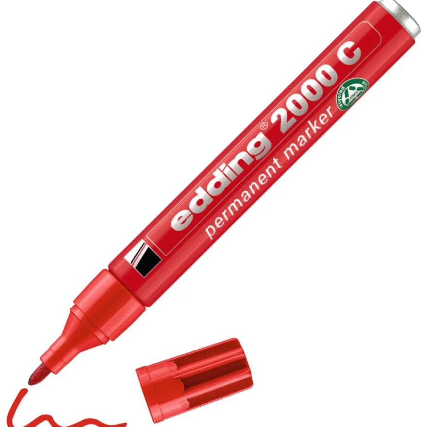 Edding - Marqueur Permanent en Aluminium recyclé e-2000C Rouge - Pointe Ogive 1,5-3 mm