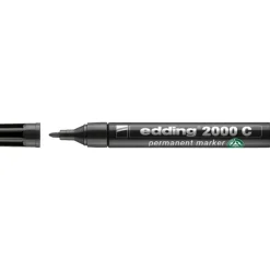 Edding - Marqueur Permanent en Aluminium recyclé e-2000C Noir - Pointe Ogive 1,5-3 mm