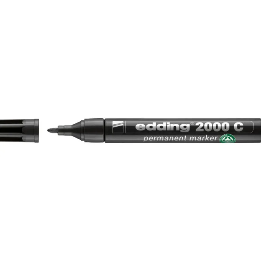 Edding - Marqueur Permanent en Aluminium recyclé e-2000C Noir - Pointe Ogive 1,5-3 mm