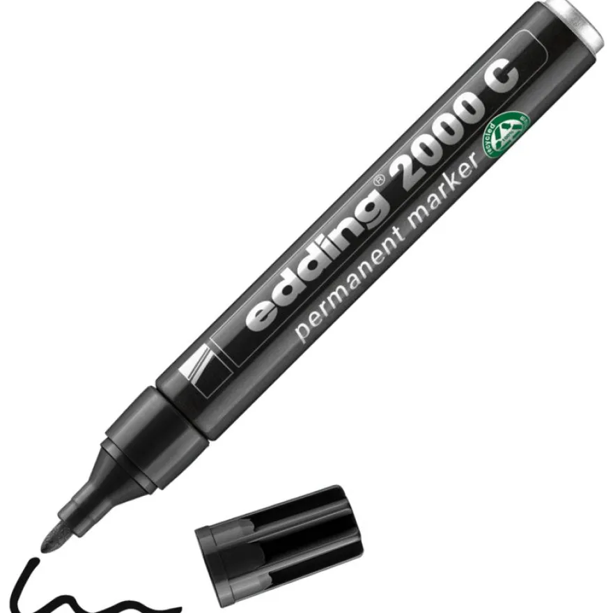 Edding - Marqueur Permanent en Aluminium recyclé e-2000C Noir - Pointe Ogive 1,5-3 mm