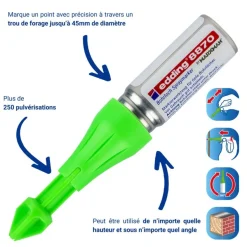 edding - Marqueur Spray Zones Inaccessibles e-8870 Vert Fluo - Pulvérisation jusqu'à 50 mm