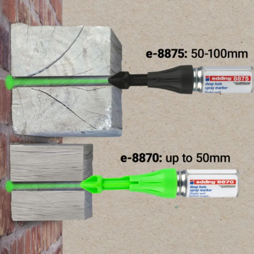 edding - Marqueur Spray Zones Inaccessibles e-8870 Vert Fluo - Pulvérisation jusqu'à 50 mm