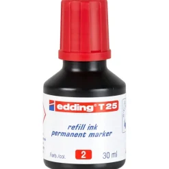 edding - Recharge d'encre pour Marqueurs Permanents e-T25 Rouge - Flacon 30 ml